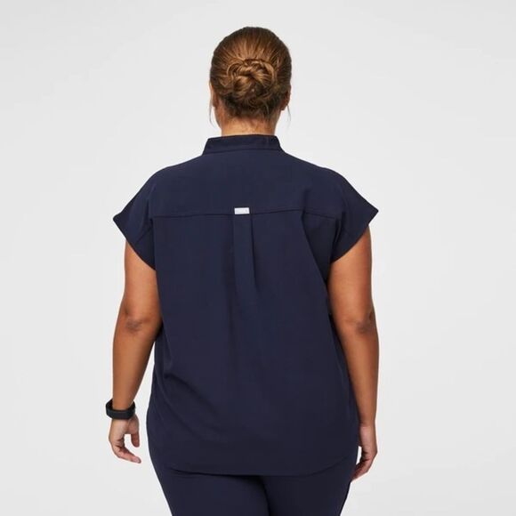 Figs Rafaela Oversized Mandarin Collar Short Sleeve Scrub Top Size XXL - Picture 4 of 16